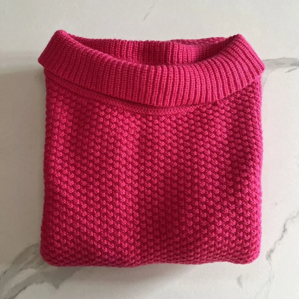 Talbots Cuff Neck Knit Pullover Sweater Dark Pink 3-Button Side Women's Plus 1X